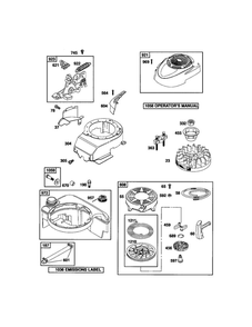 Housing/Starter/Tank Diagram and Parts List for 122T02-3824-B3  Briggs and Stratton Engine